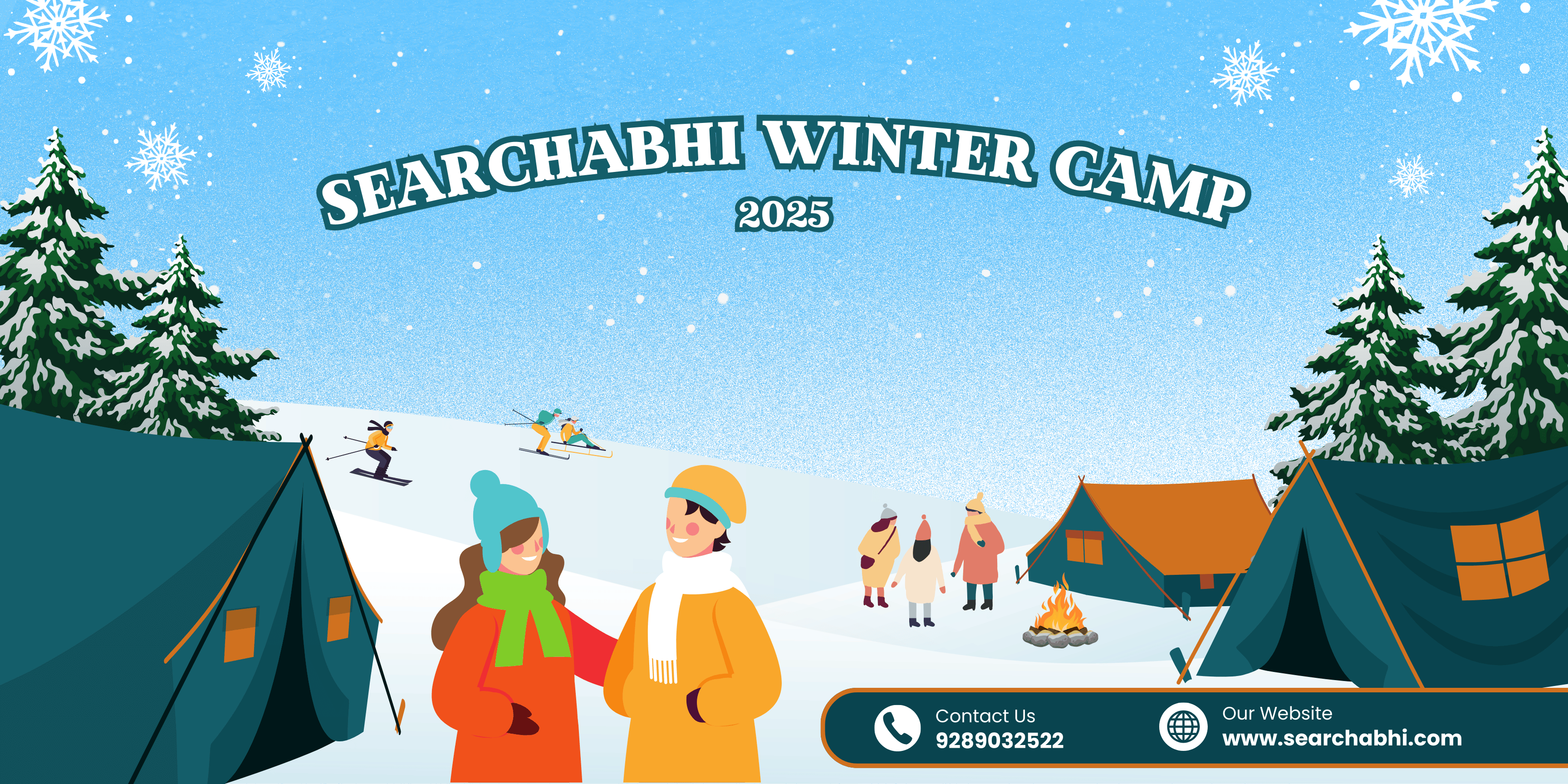 Blue Minimalist Winter Camp Banner